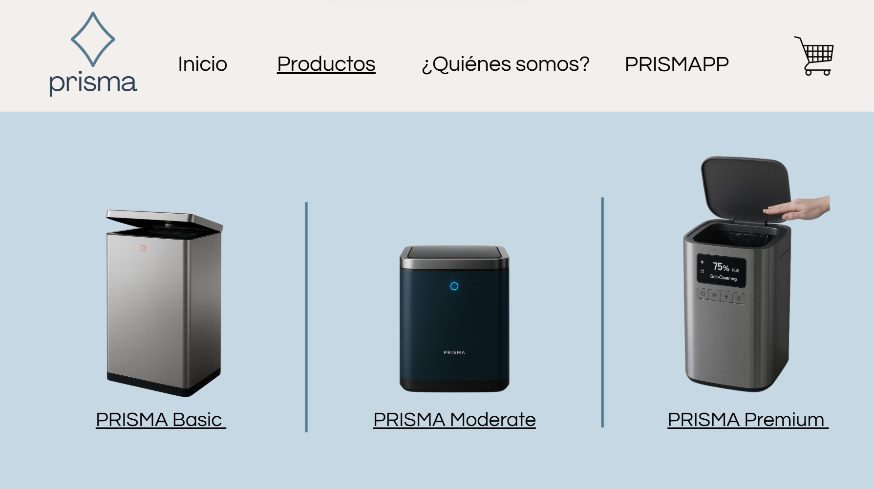 Sitio Prisma — catálogo Basic / Moderate / Premium