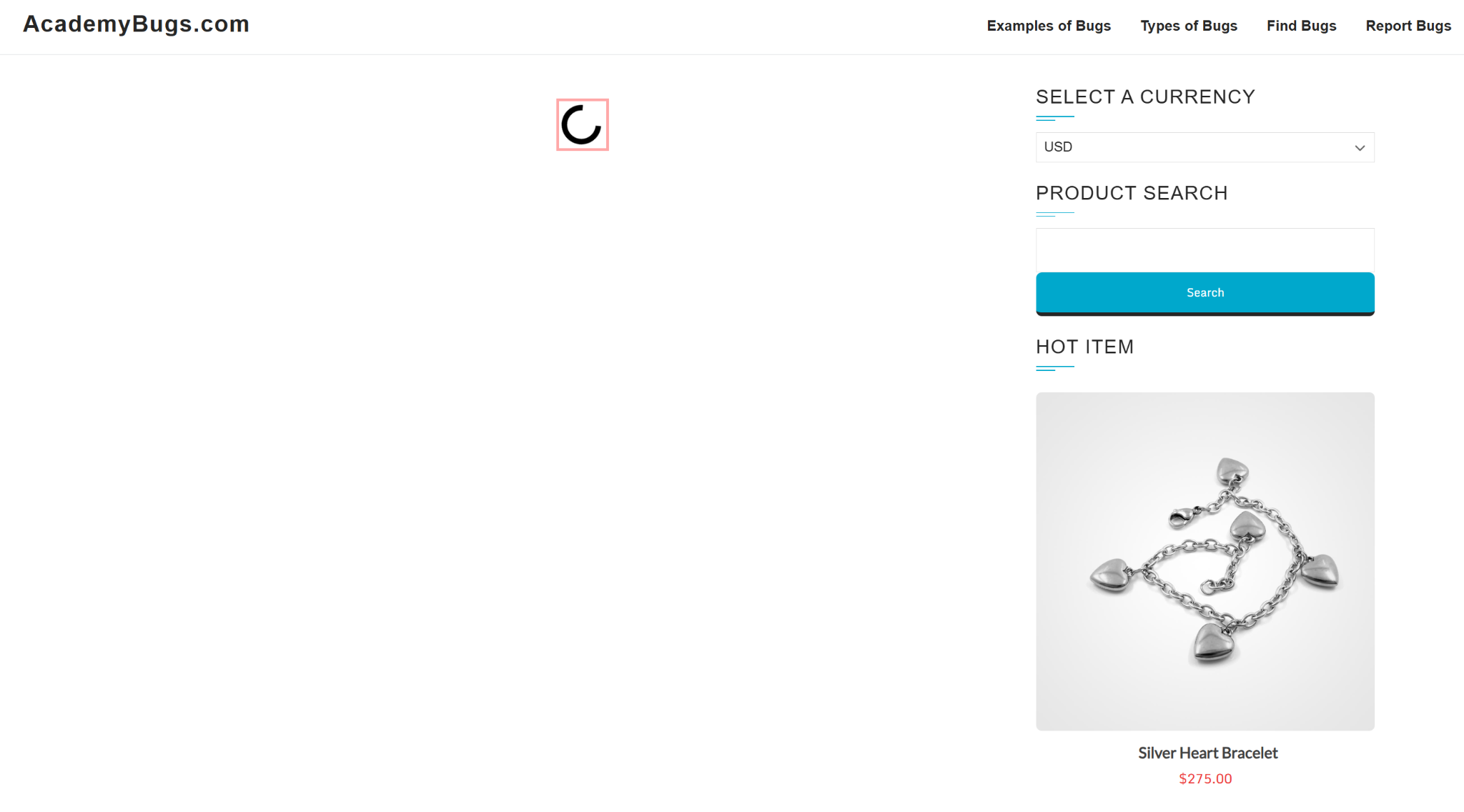 Evidencia Bug #19 — Hot Item en carga infinita