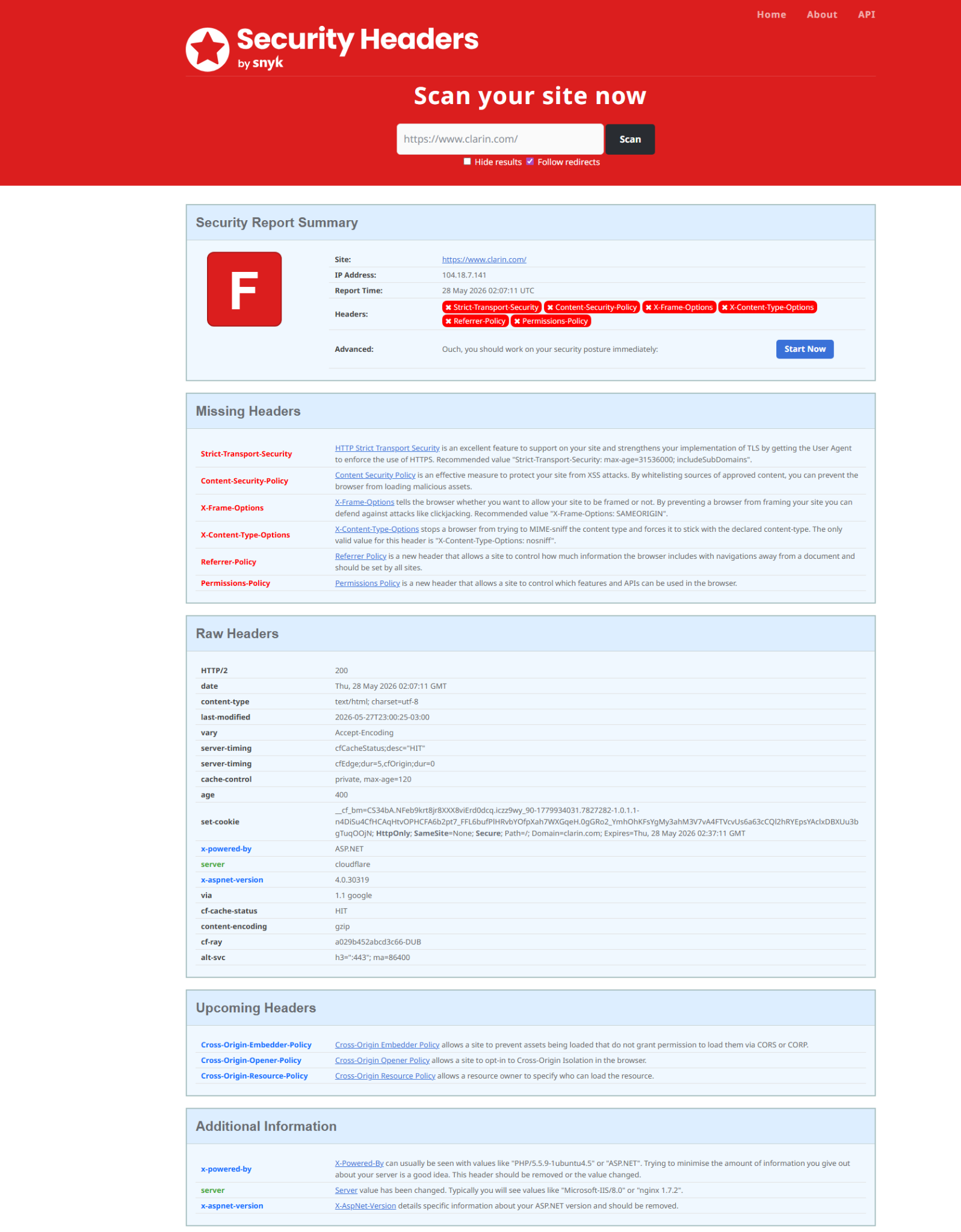 Security Headers — postura de seguridad